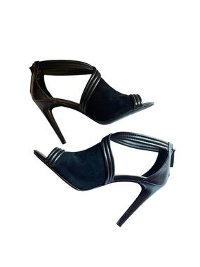 Joe’s Jeans Black Suede Peep Toe Heels